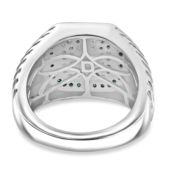 D'Joy Blauer Diamant, Weißer Diamant Ring 925 Silber Rhodiniert und 750 Gelbgold Vermeil (Größe 17.00) ca. 0,47 ct image number 5