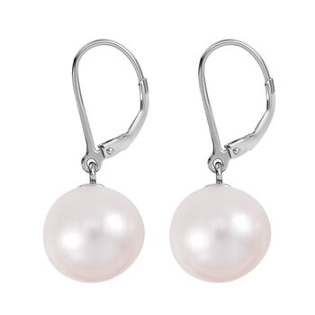 Wei&szlig;e Edison Perle (9-11 mm) Ohrringe 925 Silber rhodiniert