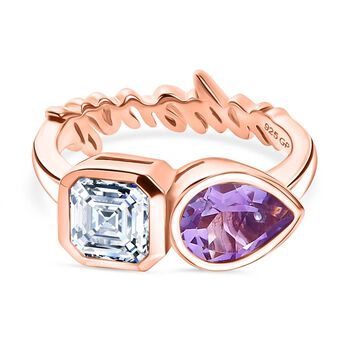 GP Amore Kollektion - Moissanit, Rose De France Amethyst Ring 925 Silber 750 Ros&eacute;gold Vermeil (Gr&ouml;&szlig;e 19.00) ca. 2.20 ct