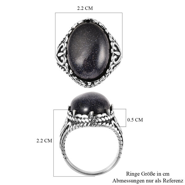 Blauer Sandstein Ring in Edelstahl image number 7