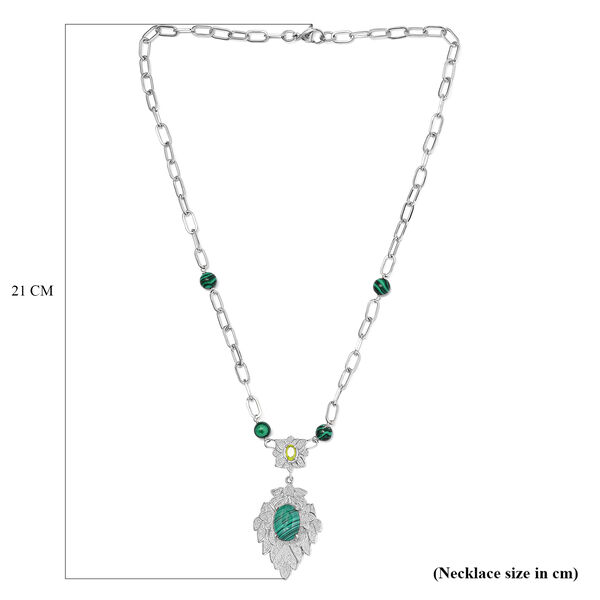 Malachit-Halskette, ca. 45 cm, reines Messing ca. 13,80 ct image number 5