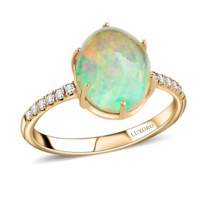 LUXORO zertifiziert und geprüft AAA natürlicher, äthiopischer Welo Opal und Diamant Ring in 417 Gold - 2,85 ct.