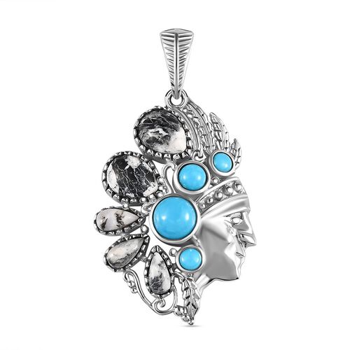 Weißer Büffel und Sleeping Beauty Türkis-Anhänger - 4,72 ct. image number 0
