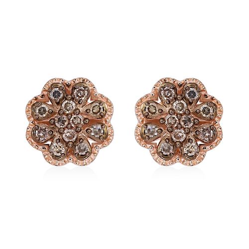 Natürliche Champagner Diamant Ohrringe, 925 Silber Roségold Vermeil ca. 0,25 ct image number 0
