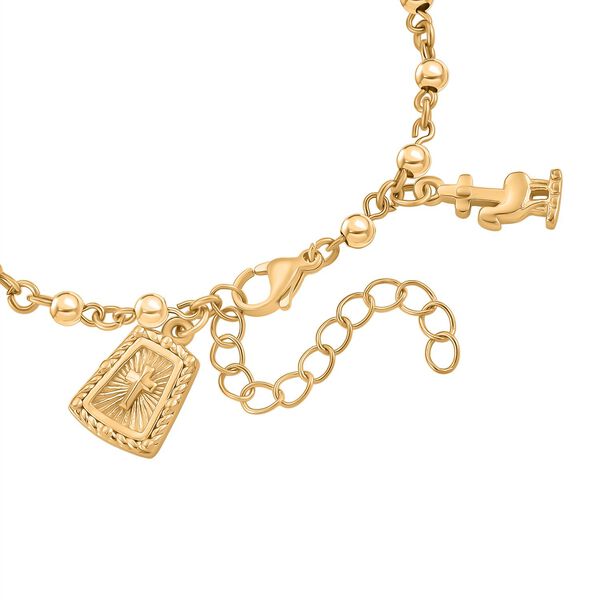 Charm-Armband mit Symbol Anh&auml;ngern, 316L Edelstahl, goldfarben veredelt, ca. 19 cm image number 5