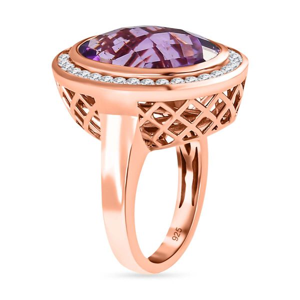 AAA Rose De France Amethyst und Zirkon Ring - 12,25 ct. image number 4