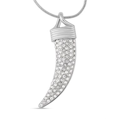 Weißer Kristall-Dolch-Halskette Silberton, 70cm