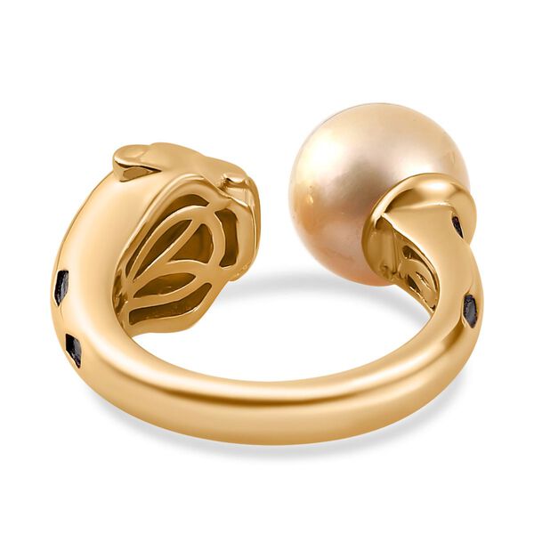 AA Goldene Südsee Perle Ring (9-11mm), 925 Silber 750 Gelb Vermeil (Größe 20.00) image number 6