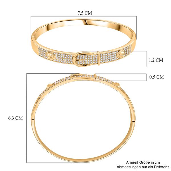 Wei&szlig;er Zirkonia Armreif ca. 19 cm Nickelfreies Messing goldfarben image number 7