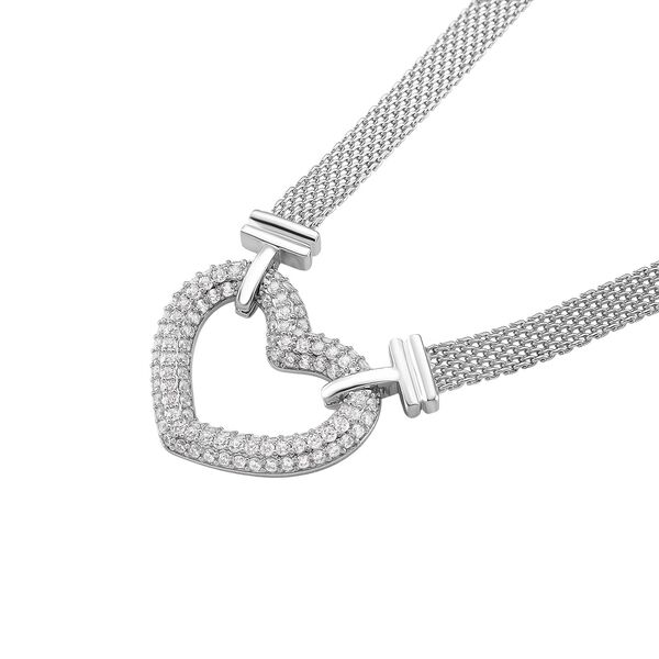 Wei&szlig;e Zirkonia 50+5cm Halskette in Silberton image number 3