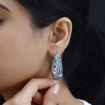 Blaue Apatit Ohrringe, Messing, ca. 21.00 ct