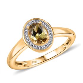AA Natürlicher goldener Tansanit und Diamant Ring - 0,84 ct.