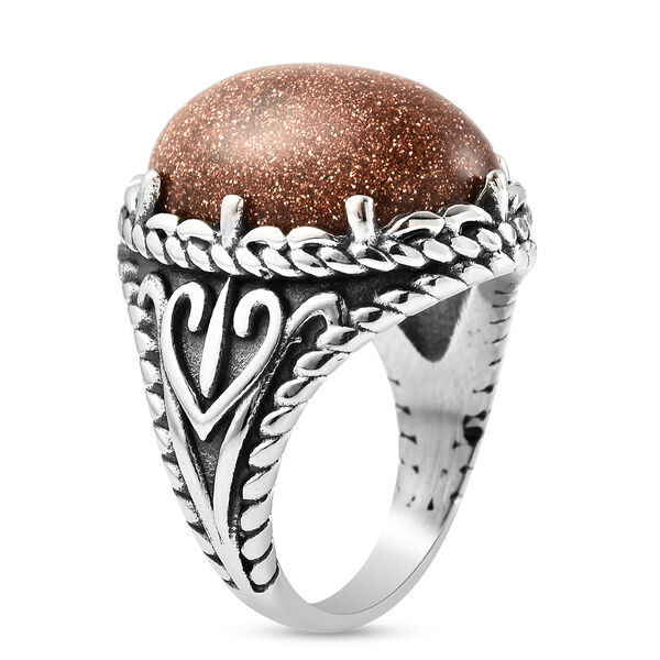 Gold Sandstein Ring in Edelstahl image number 5