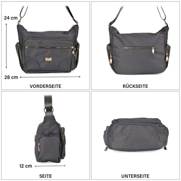 Stylische Umhängetasche mit verstellbarem Gurt und RFID-Schutz, Grau image number 5
