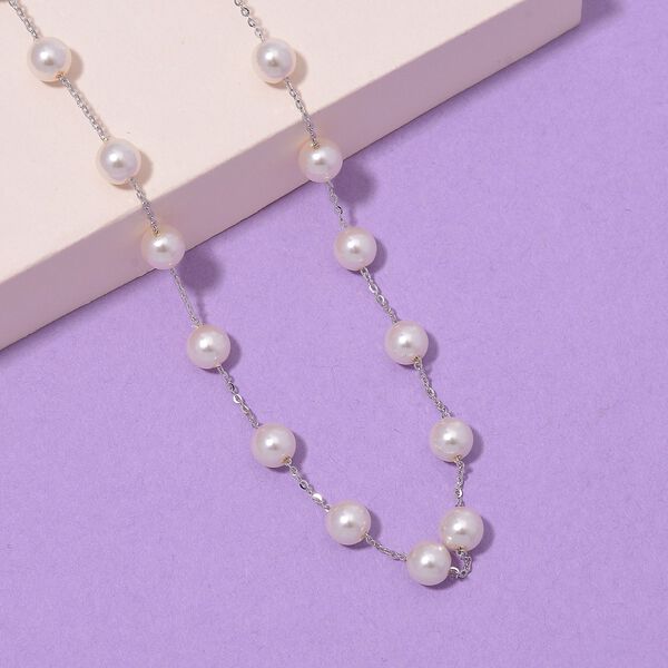 Wei&szlig;e Muschelkernperle Halskette, 45+5 cm image number 2