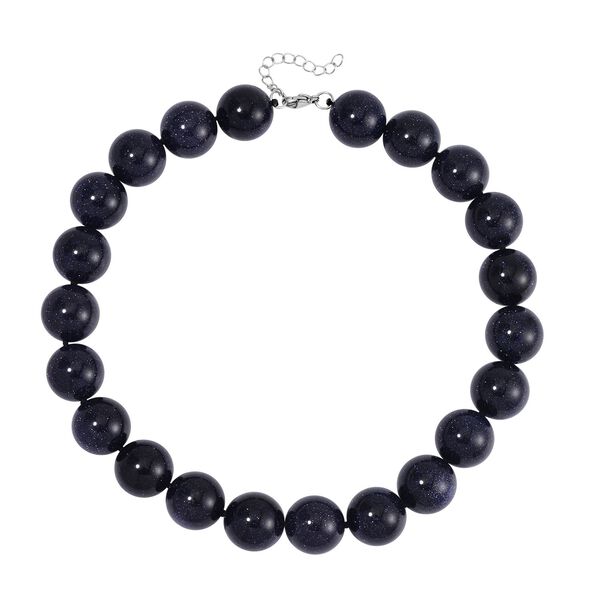 Blauer Sandstein flexiblel Halskette, Reiner Edelstahl ca. 1110.00 ct image number 2