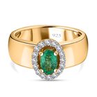AAA Smaragd, weißer Zirkon Ring, 925 Silber Gelbgold Vermeil (Größe 16.00) ca. 0.74 ct image number 0