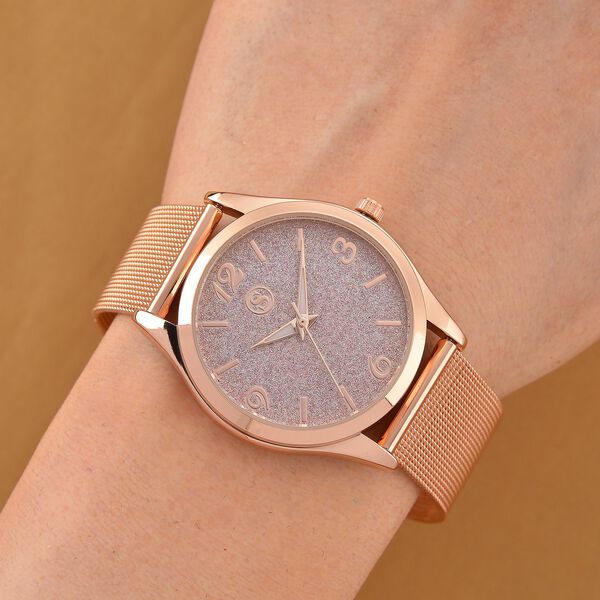 STRADA Stardust Dial Uhr mit japanischem Uhrwerk und roségoldfarbenem 316L Edelstahl -Mesh-Armband image number 2