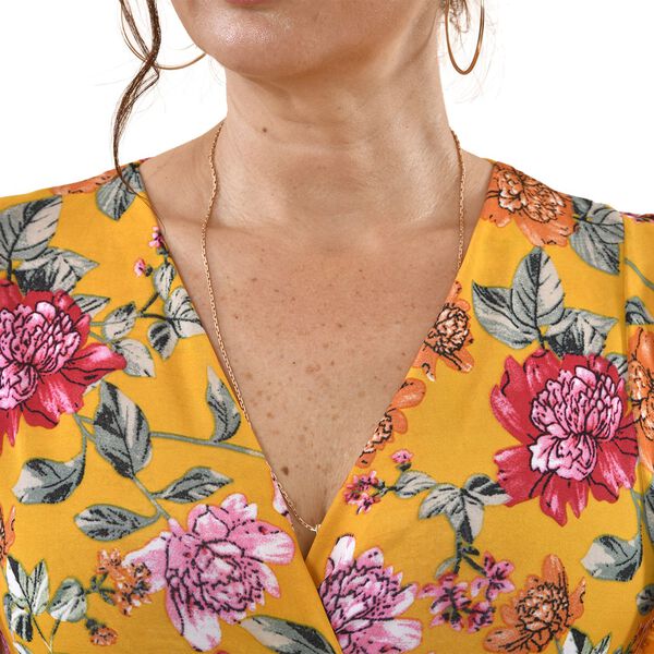 Maxi Kleid mit gesmokter Taille und Flatter&auml;rmel, One Size, gelb image number 4