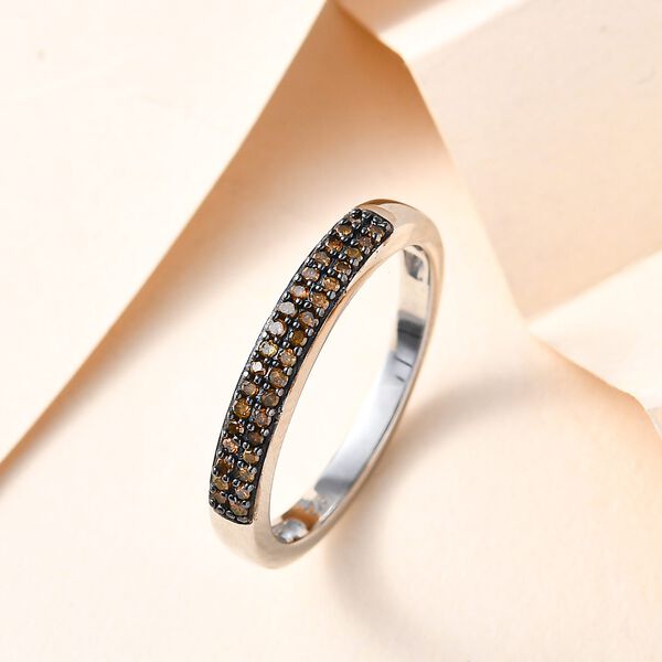 Roter Diamant Ring, 925 Silber platiniert (Größe 16.00) ca. 0.20 ct image number 2