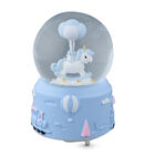 Glitzerkugel mit Musik, Einhorn, 3xAAA Batterie (nicht inkl.), Größe 15x10, Hellblau