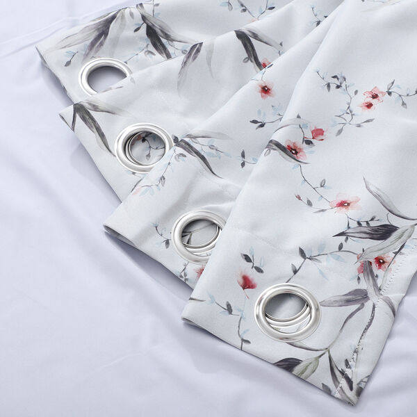 2er-Set - Verdunkelungsvorh&auml;nge mit 8 Metallringen, Blumenmuster, Beige und Rot&nbsp; image number 3