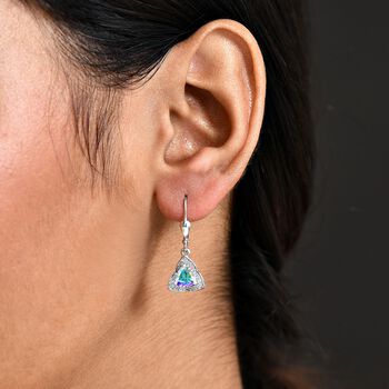 D'Joy Merkur mystischer Topas, Wei&szlig;er Zirkon Ohrringe 925 Silber rhodiniert ca. 2.20 ct