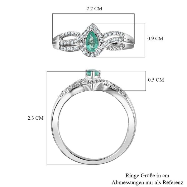 AAA Smaragd und Zirkon Ring - 0,60 ct. image number 7