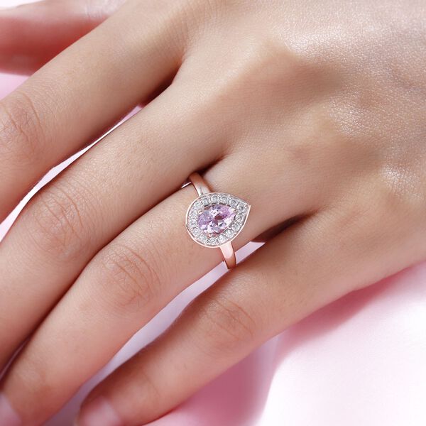 AA Martha Rocha Kunzit und weißer Zirkon-Ring, 925 Silber Roségold Vermeil  ca. 2,00 ct image number 3