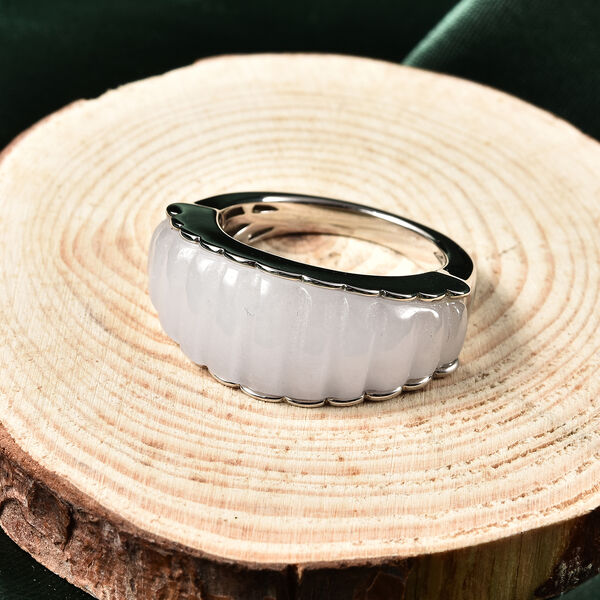 Weiße Jade Ring 925 Silber Rhodium-Überzug image number 2