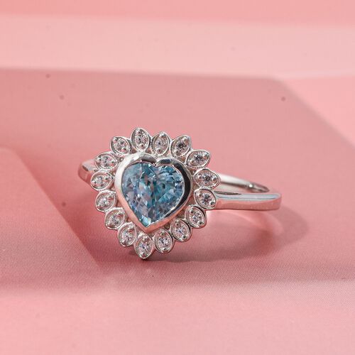 D'Joy AA Blauer Zirkon, Weißer Zirkon Ring 925 Silber rhodiniert (Größe 17.00) ca. 1,51 ct image number 1
