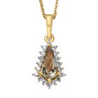 AAA Turkizit und weißer Zirkon-Anhänger mit Kette, 925 Silber Gelbgold Vermeil ca. 1.17 ct