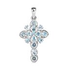 Himmelblauer Topas Kreuz Anhänger 925 Silber platiniert ca. 4.26 ct