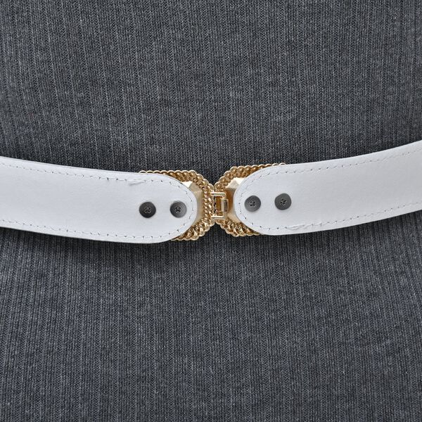 Modischer G&uuml;rtel mit Metallschnalle, Gr&ouml;&szlig;e 4x75 cm, gewebt, Wei&szlig; image number 5