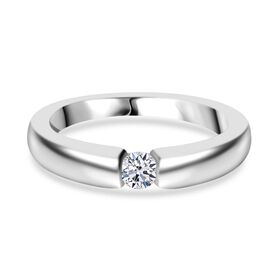 LUXURIANT DIAMOND- VS Labor Diamant Ring, 925 Silber platiniert - 0,15 ct.