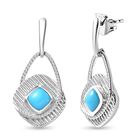 AA Sleeping Beauty Türkis Ohrringe 925 Silber platiniert ca. 1,12 ct.