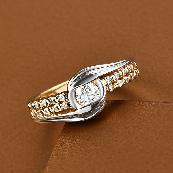 88 Facetten Moissanit Ring 925 Silber Bicolor  ca. 0,40 ct image number 2