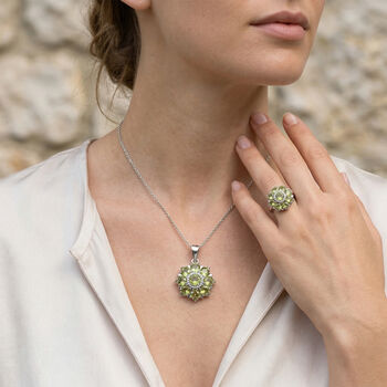 EverTrue nat&uuml;rlicher Peridot Ring und Anh&auml;nger