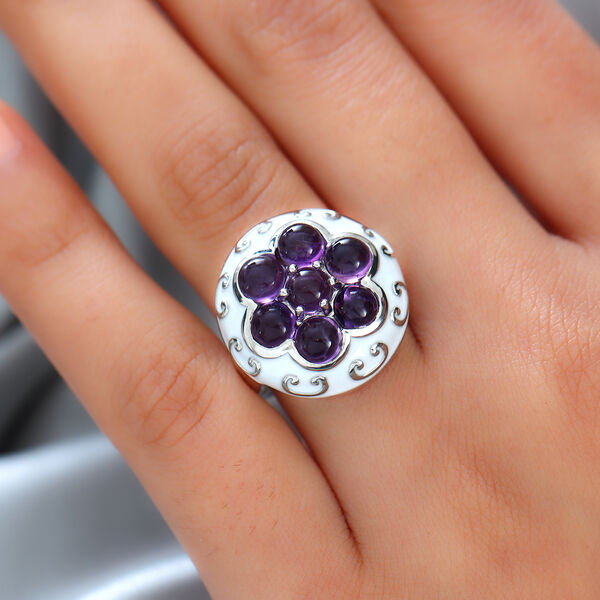 Afrikanischer Amethyst Ring Messing platiniert  ca. 3,88 ct image number 3