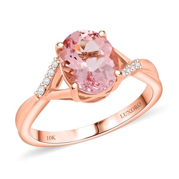 LUXORO zertifiziert und geprüft AAA Rosa Morganit und Diamant Ring in 417 Roségold - 3,50 ct. image number 3