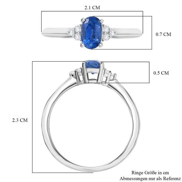 Nat&uuml;rlicher Kaschmir-Kyanit, Wei&szlig;er Zirkon Ring 925 Silber platiniert (Gr&ouml;&szlig;e 18.00) ca. 0.67 ct image number 7