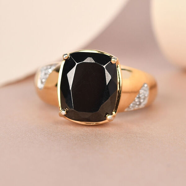 Elite Shungit und Zirkon Ring 925 Silber vergoldet image number 2