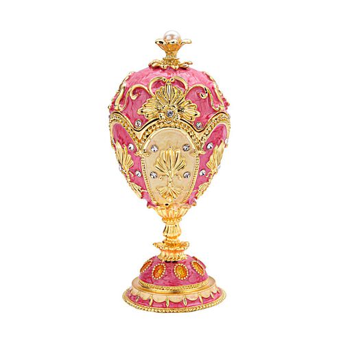Tablettendöschen Deko Ei mit weißen Kristallen, emailliert, rosa image number 0