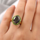 Elite Shungit und Natürlicher Chromdiopsid Ring 925 Silber vergoldet  ca. 4,50 ct image number 4