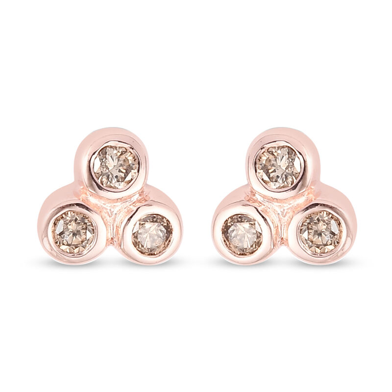 Champagner Diamant Trilogie-Ohrstecker in Silber image number 0