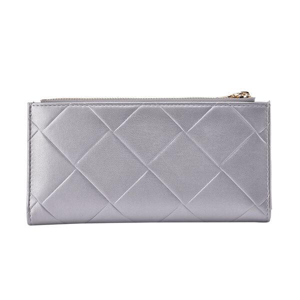 Brieftasche aus Kunstleder mit RFID Schutz, 19x19,5 cm, Silber