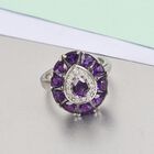 Lusaka Amethyst und Zirkon Ring 925 Silber Platin-Überzug image number 1