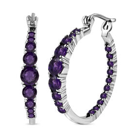 Afrikanische Amethyst Ohrringe, Edelstahl, ca. 3.12 ct