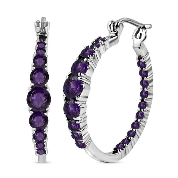 Afrikanische Amethyst Ohrringe, Edelstahl, ca. 3.12 ct image number 0