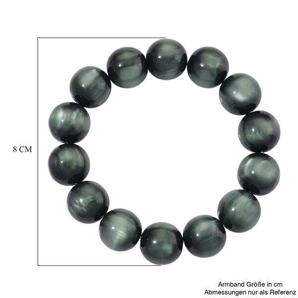 Simuliertes flexibles grünes Katzenauge Armband und 45+5cm Halskette image number 10